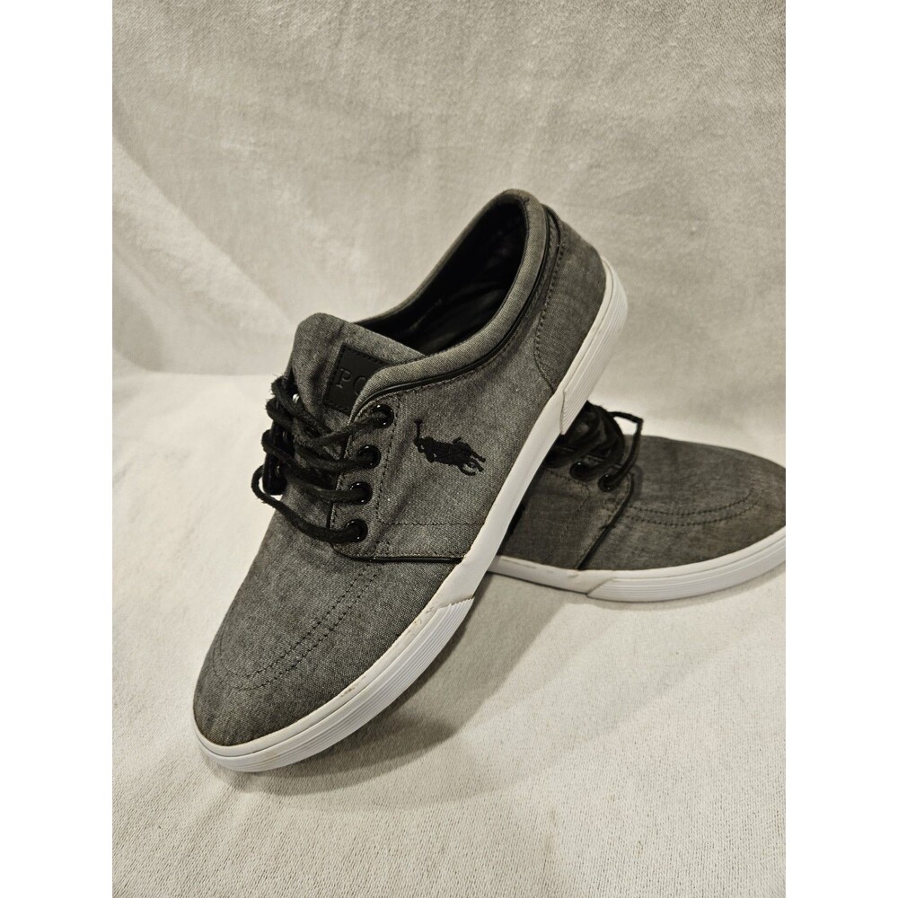 Polo Ralph Lauren Faxon Low Men's Gray Canvas Lace-Up Sneakers Size 10